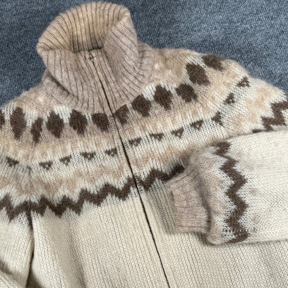 Vintage Hilda Ltd Icelandic Wool Knit Zip Up Fair Isle Medium Cardigan Sweater - Picture 1 of 10